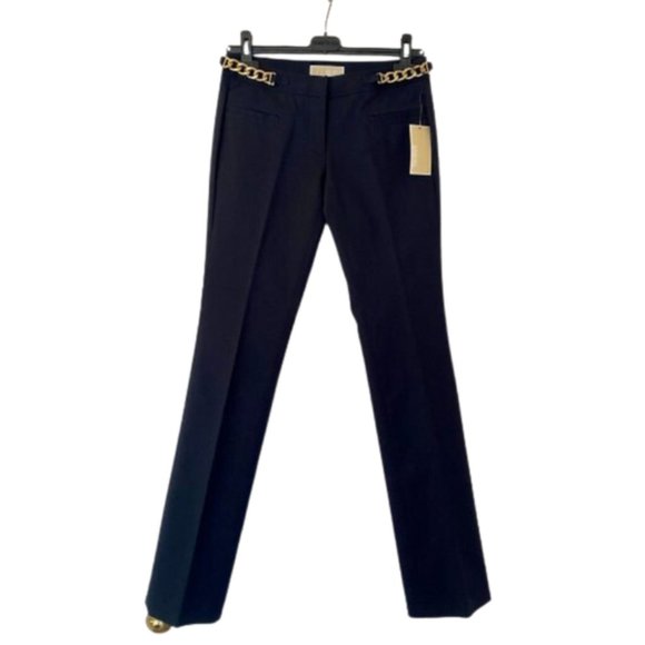 MICHAEL Michael Kors Navy pant w Gold Chain - Picture 1 of 8